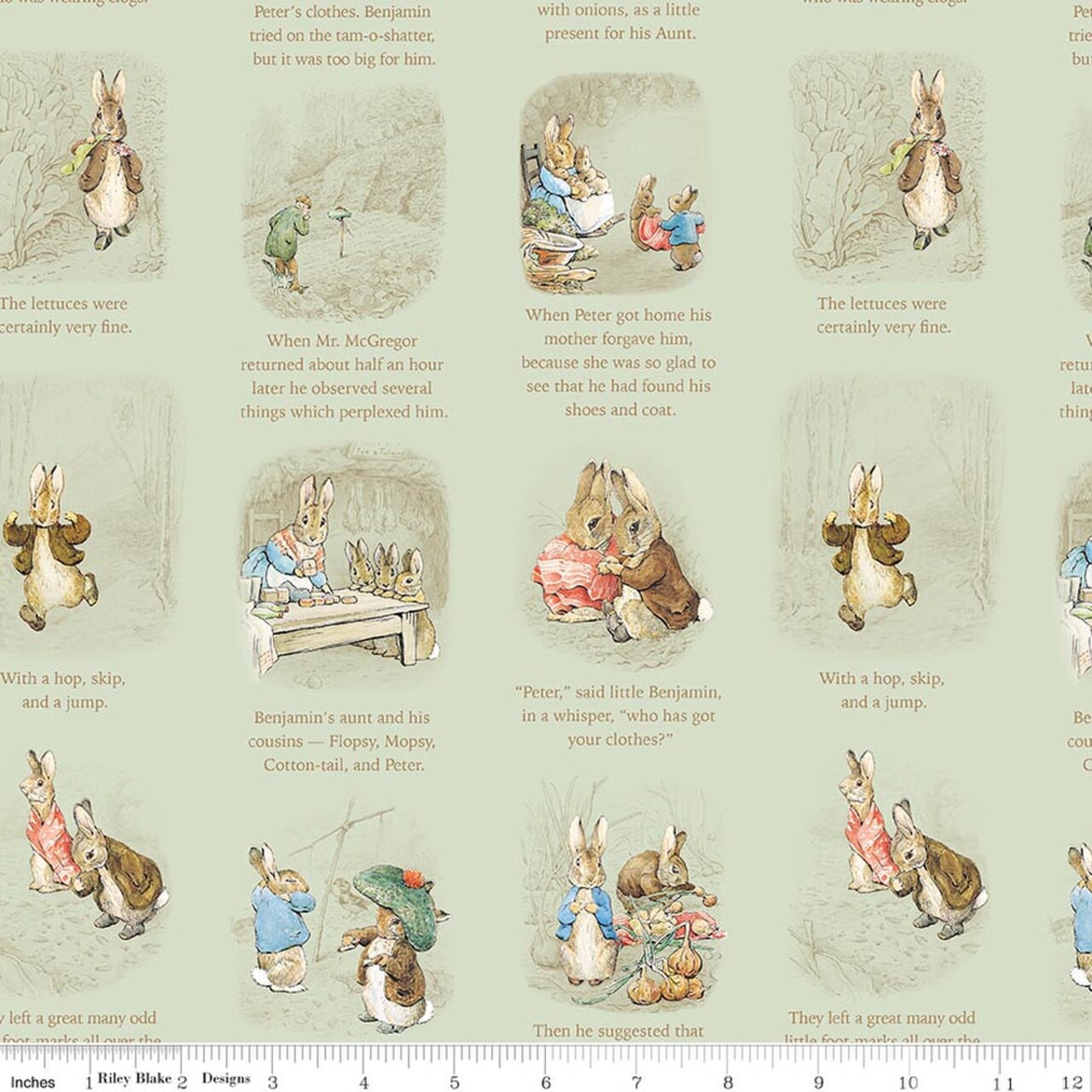 Story Time in Green (cd17252-green) | Peter Rabbit and Benjamin Bunny | Riley Blake Designs | Riley Blake